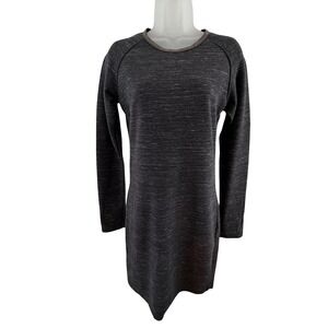Maison Scotch Boudoir Knit Dress Womens 1 Gray Beaded Neck Long Sleeve Mini NWT